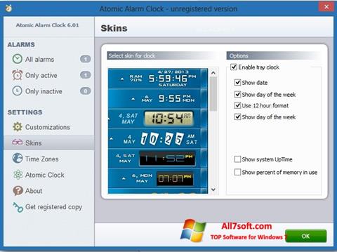 સ્ક્રીનશૉટ Atomic Alarm Clock Windows 7