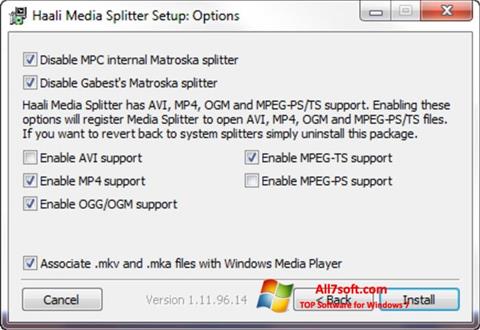 સ્ક્રીનશૉટ Haali Media Splitter Windows 7