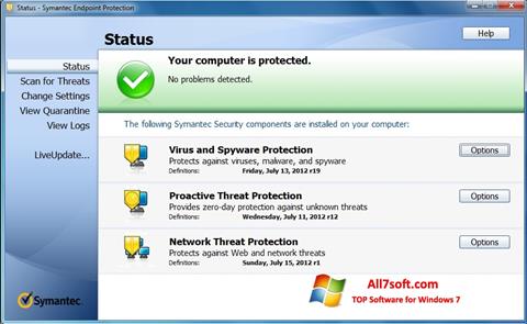 સ્ક્રીનશૉટ Symantec Endpoint Protection Windows 7