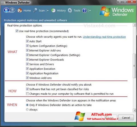 સ્ક્રીનશૉટ Windows Defender Windows 7