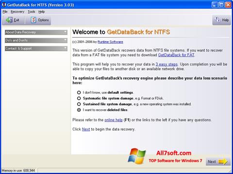 સ્ક્રીનશૉટ GetDataBack Windows 7