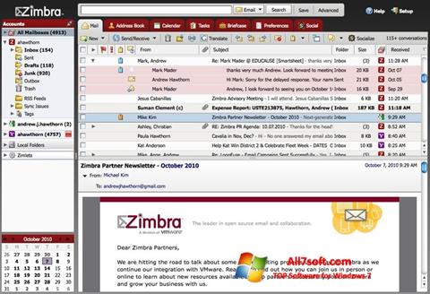 સ્ક્રીનશૉટ Zimbra Desktop Windows 7