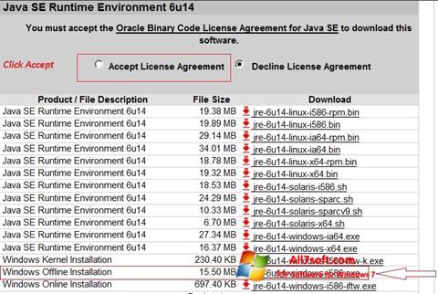 સ્ક્રીનશૉટ Java Runtime Environment Windows 7