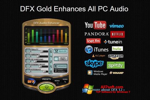 સ્ક્રીનશૉટ DFX Audio Enhancer Windows 7