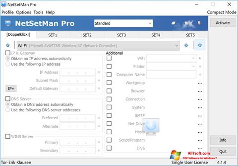સ્ક્રીનશૉટ NetSetMan Windows 7