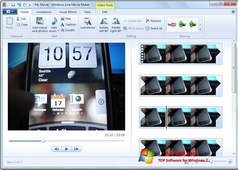 સ્ક્રીનશૉટ Windows Live Movie Maker Windows 7
