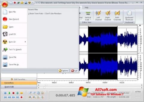 સ્ક્રીનશૉટ Free Audio Editor Windows 7