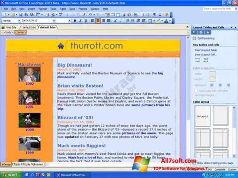 સ્ક્રીનશૉટ Microsoft FrontPage Windows 7