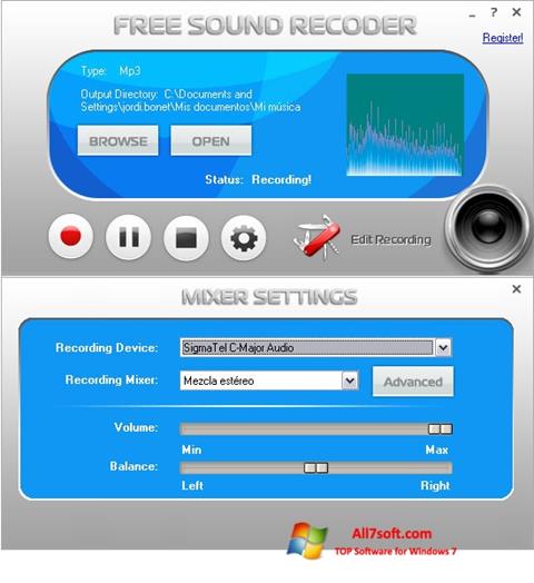 સ્ક્રીનશૉટ Free Sound Recorder Windows 7
