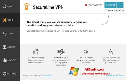 સ્ક્રીનશૉટ Avast SecureLine VPN Windows 7