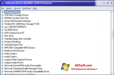 સ્ક્રીનશૉટ Unknown Device Identifier Windows 7
