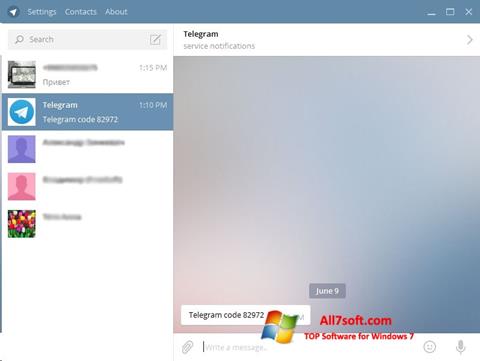 સ્ક્રીનશૉટ Telegram Desktop Windows 7
