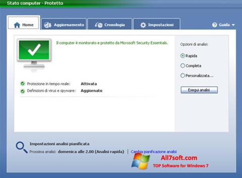 સ્ક્રીનશૉટ Microsoft Security Essentials Windows 7