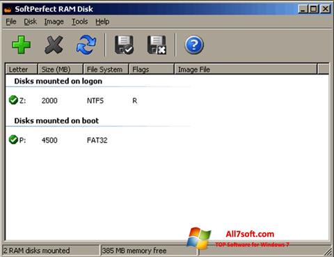 સ્ક્રીનશૉટ SoftPerfect RAM Disk Windows 7