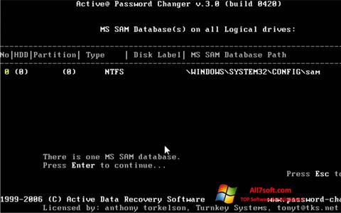 સ્ક્રીનશૉટ Active Password Changer Windows 7