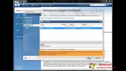 સ્ક્રીનશૉટ Seagate DiscWizard Windows 7