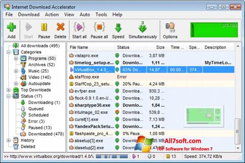 સ્ક્રીનશૉટ Internet Download Accelerator Windows 7