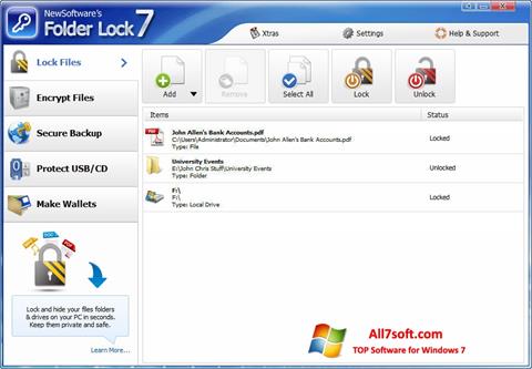 સ્ક્રીનશૉટ Folder Lock Windows 7