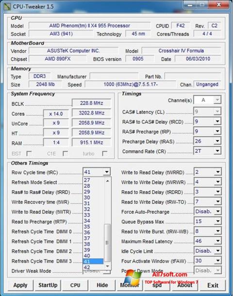 સ્ક્રીનશૉટ CPU-Tweaker Windows 7