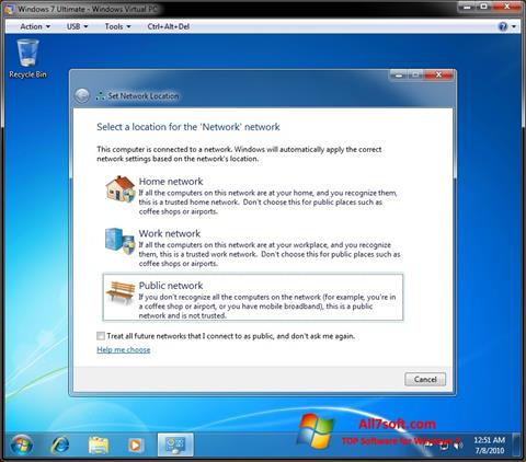 સ્ક્રીનશૉટ Windows Virtual PC Windows 7