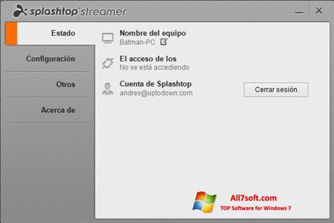 સ્ક્રીનશૉટ Splashtop Streamer Windows 7