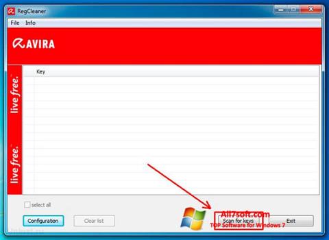 સ્ક્રીનશૉટ Avira Registry Cleaner Windows 7