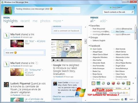 સ્ક્રીનશૉટ Windows Live Messenger Windows 7