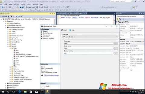 સ્ક્રીનશૉટ Microsoft SQL Server Windows 7