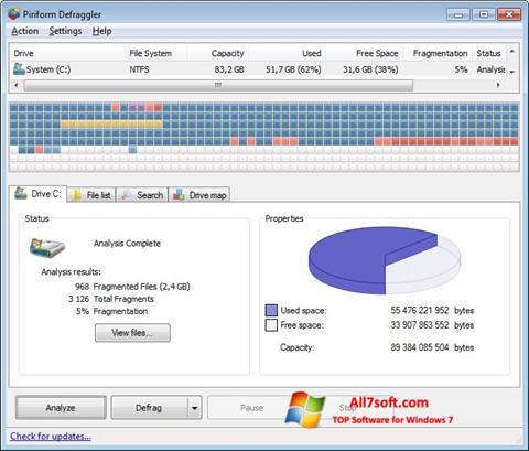 સ્ક્રીનશૉટ Defraggler Windows 7