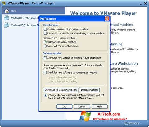સ્ક્રીનશૉટ VMware Player Windows 7