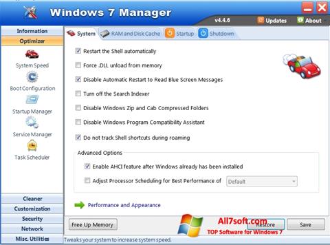 સ્ક્રીનશૉટ Windows 7 Manager Windows 7