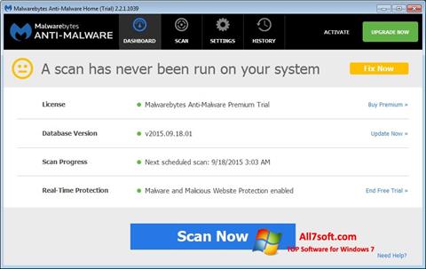 સ્ક્રીનશૉટ Malwarebytes Anti-Malware Free Windows 7