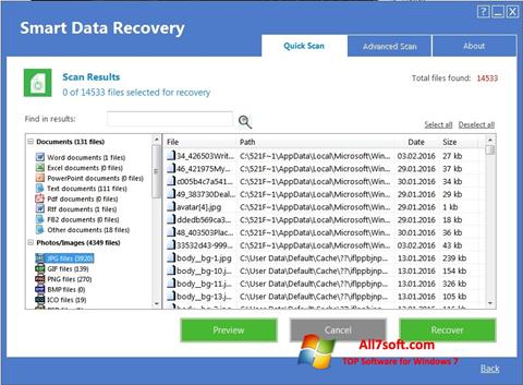 સ્ક્રીનશૉટ Smart Data Recovery Windows 7