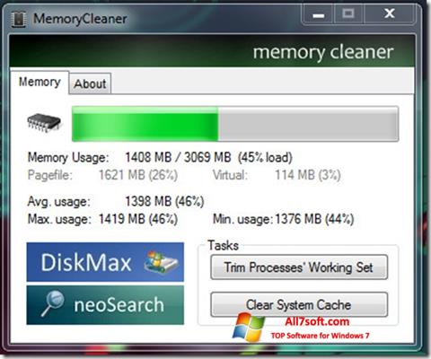 સ્ક્રીનશૉટ Memory Cleaner Windows 7
