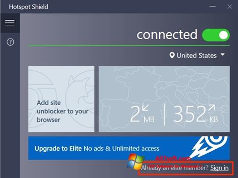 સ્ક્રીનશૉટ Hotspot Shield Windows 7