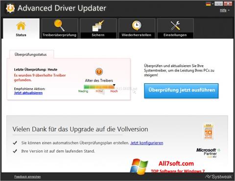 સ્ક્રીનશૉટ Advanced Driver Updater Windows 7