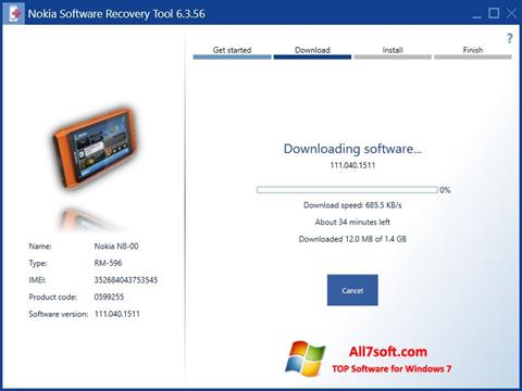 સ્ક્રીનશૉટ Nokia Software Recovery Tool Windows 7
