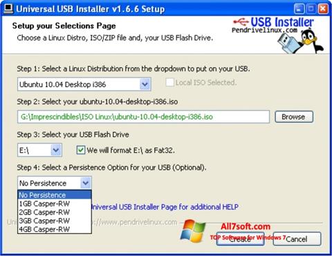 સ્ક્રીનશૉટ Universal USB Installer Windows 7