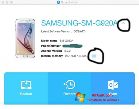 સ્ક્રીનશૉટ Samsung Smart Switch Windows 7