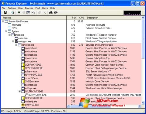 સ્ક્રીનશૉટ Process Explorer Windows 7