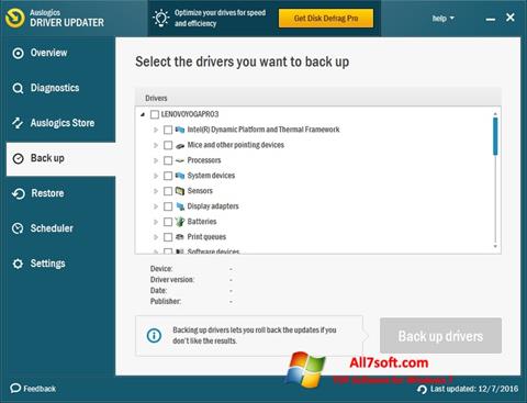 સ્ક્રીનશૉટ Auslogics Driver Updater Windows 7