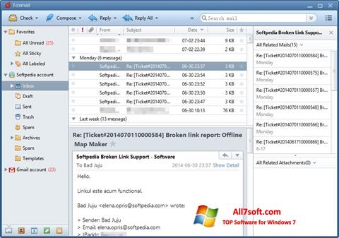 સ્ક્રીનશૉટ FoxMail Windows 7