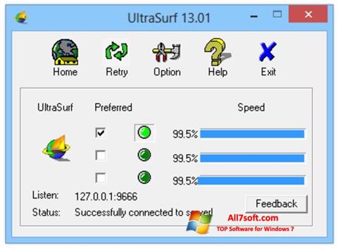 સ્ક્રીનશૉટ UltraSurf Windows 7
