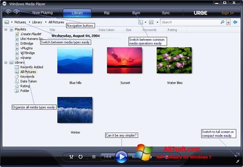 સ્ક્રીનશૉટ Media Player Windows 7