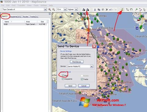 સ્ક્રીનશૉટ MapSource Windows 7