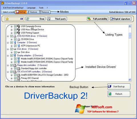 સ્ક્રીનશૉટ Driver Backup Windows 7