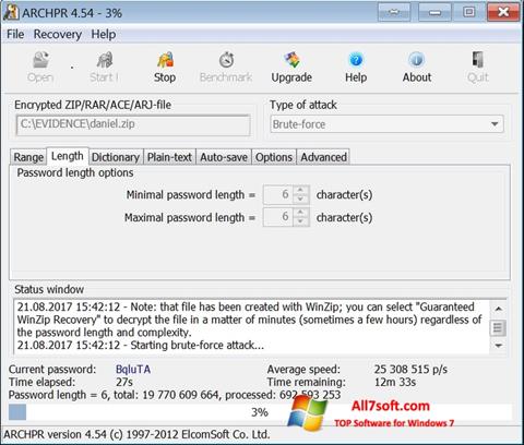 સ્ક્રીનશૉટ Advanced Archive Password Recovery Windows 7